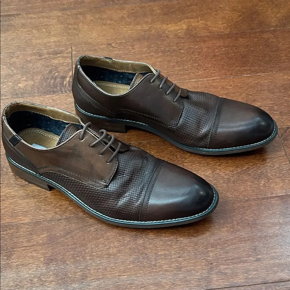 Steve Madden P. Dorian Dark Brown Men's Oxfords, Size 8.5
